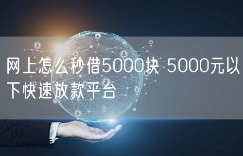 网上怎么秒借5000块 5000元以下快速放款平台
