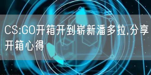 CS:GO开箱开到崭新潘多拉,分享开箱心得