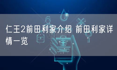仁王2前田利家介绍 前田利家详情一览