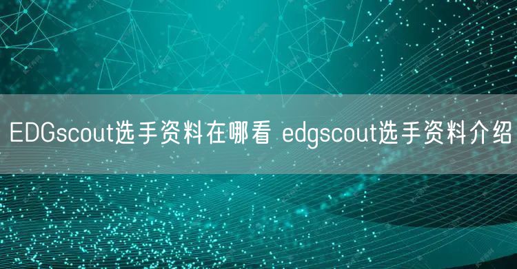 EDGscout选手资料在哪看 edgscout选手资料介绍