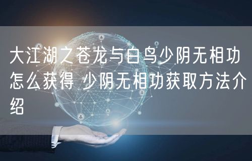 大江湖之苍龙与白鸟少阴无相功怎么获得 少阴无相功获取方法介绍