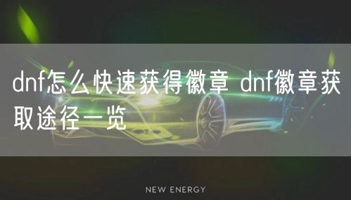 dnf怎么快速获得徽章 dnf徽章获取途径一览