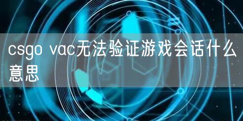csgo vac无法验证游戏会话什么意思