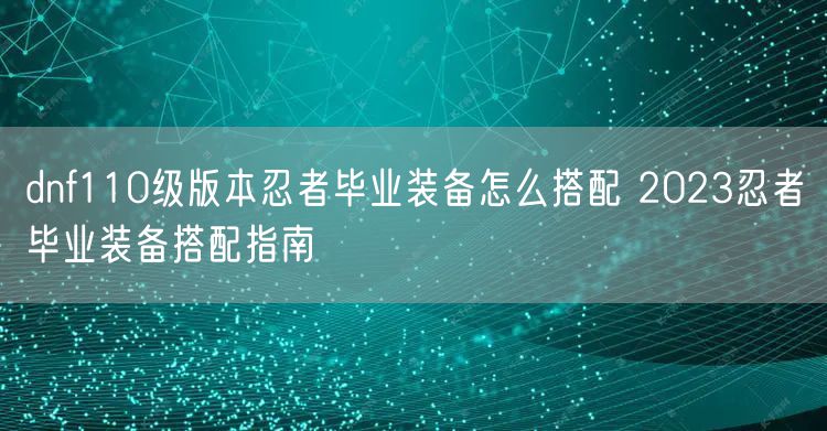 dnf110级版本忍者毕业装备怎么搭配 2023忍者毕业装备搭配指南