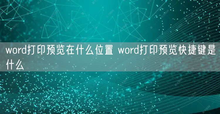 word打印预览在什么位置 word打印预览快捷键是什么
