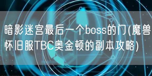 暗影迷宫最后一个boss的门(魔兽怀旧服TBC奥金顿的副本攻略)