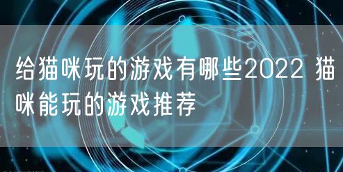 给猫咪玩的游戏有哪些2022 猫咪能玩的游戏推荐