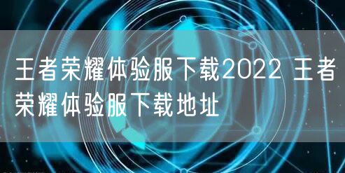 王者荣耀体验服下载2022 王者荣耀体验服下载地址