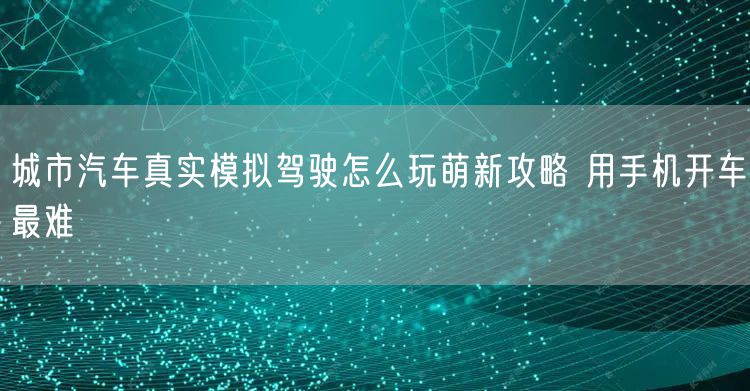城市汽车真实模拟驾驶怎么玩萌新攻略 用手机开车最难