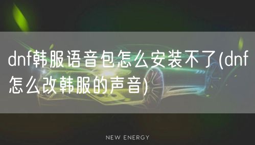 dnf韩服语音包怎么安装不了(dnf怎么改韩服的声音)