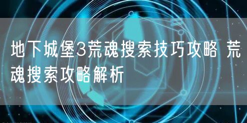 地下城堡3荒魂搜索技巧攻略 荒魂搜索攻略解析