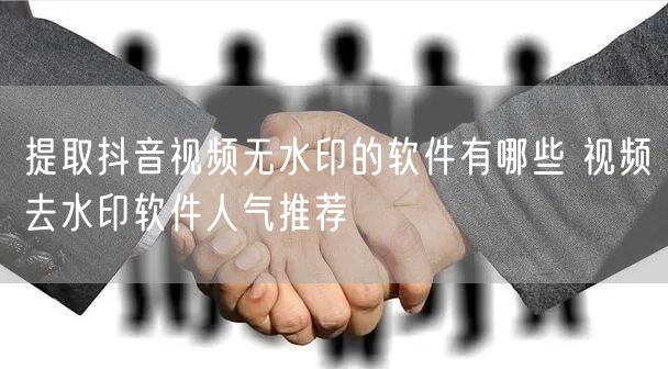 提取抖音视频无水印的软件有哪些 视频去水印软件人气推荐