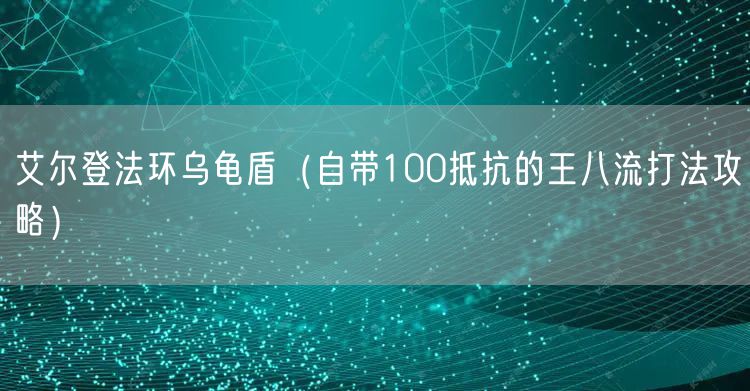 艾尔登法环乌龟盾（自带100抵抗的王八流打法攻略）