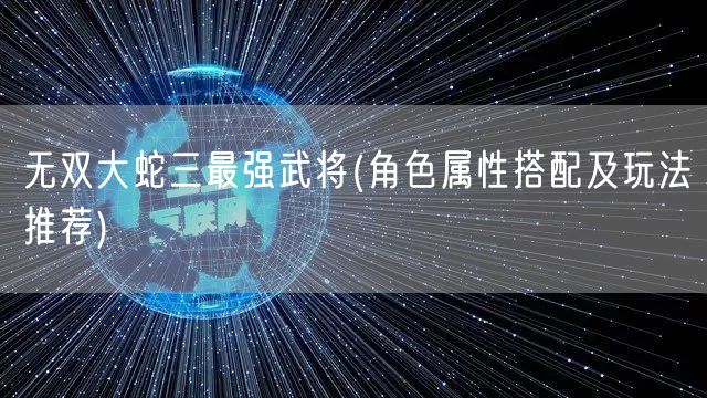 无双大蛇三最强武将(角色属性搭配及玩法推荐)