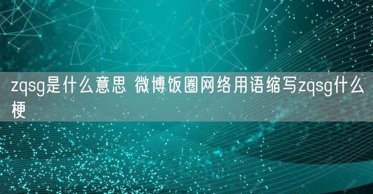 zqsg是什么意思 微博饭圈网络用语缩写zqsg什么梗