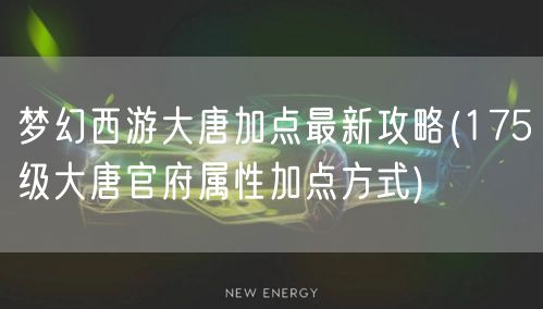 梦幻西游大唐加点最新攻略(175级大唐官府属性加点方式)