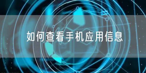 如何查看手机应用信息