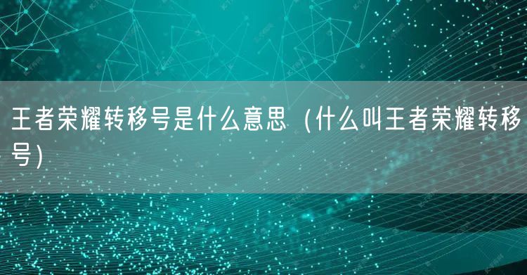 王者荣耀转移号是什么意思（什么叫王者荣耀转移号）