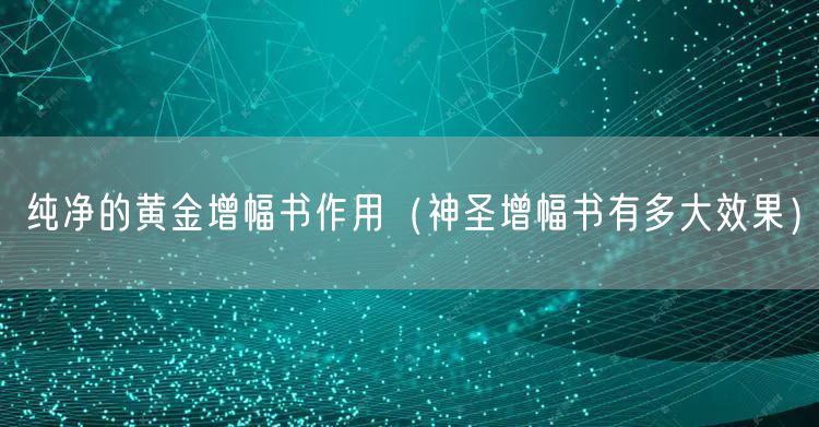 纯净的黄金增幅书作用（神圣增幅书有多大效果）
