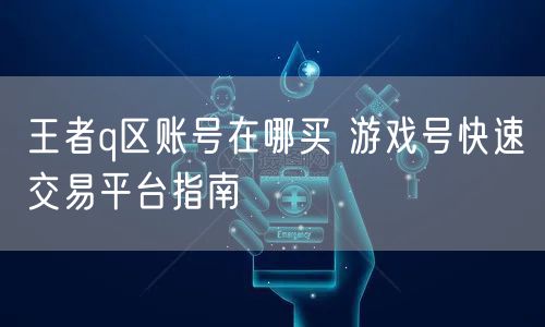 王者q区账号在哪买 游戏号快速交易平台指南