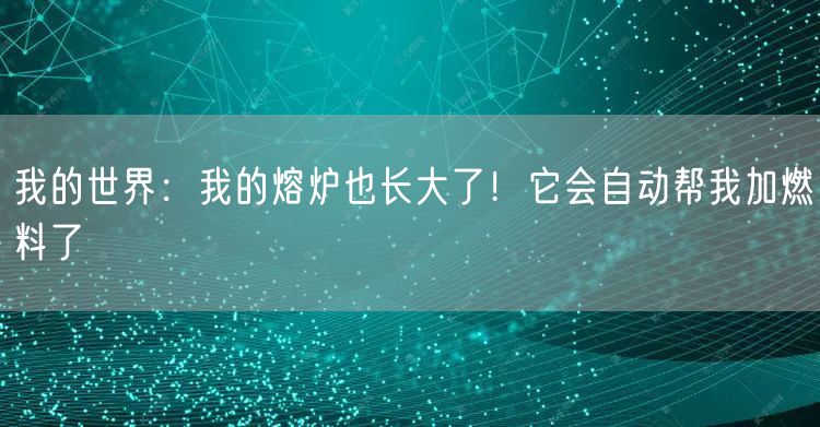 我的世界:我的熔炉也长大了!它会自动帮我加燃料了