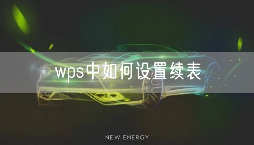 wps中如何设置续表