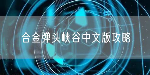 合金弹头峡谷中文版攻略