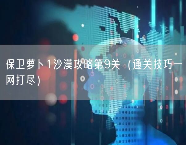 保卫萝卜1沙漠攻略第9关（通关技巧一网打尽）