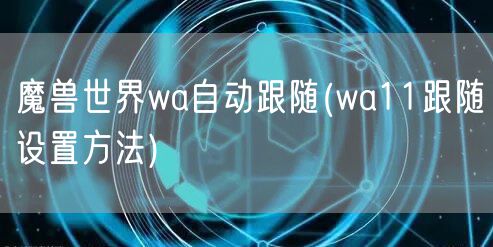 魔兽世界wa自动跟随(wa11跟随设置方法)