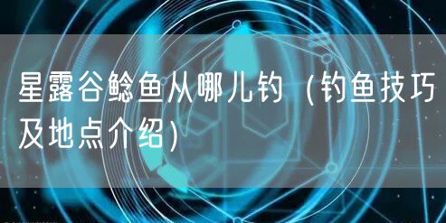星露谷鲶鱼从哪儿钓（钓鱼技巧及地点介绍）