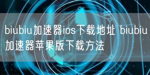 biubiu加速器ios下载地址 biubiu加速器苹果版下载方法