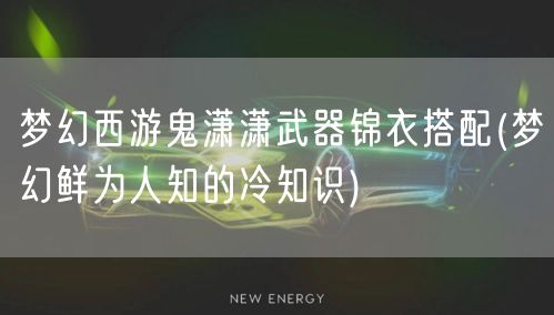 梦幻西游鬼潇潇武器锦衣搭配(梦幻鲜为人知的冷知识)