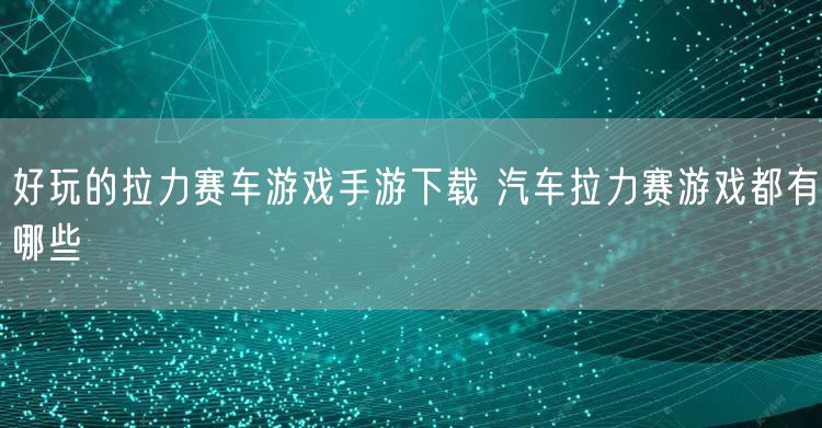 好玩的拉力赛车游戏手游下载 汽车拉力赛游戏都有哪些