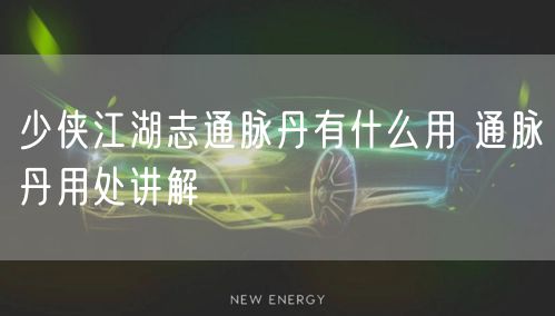 少侠江湖志通脉丹有什么用 通脉丹用处讲解