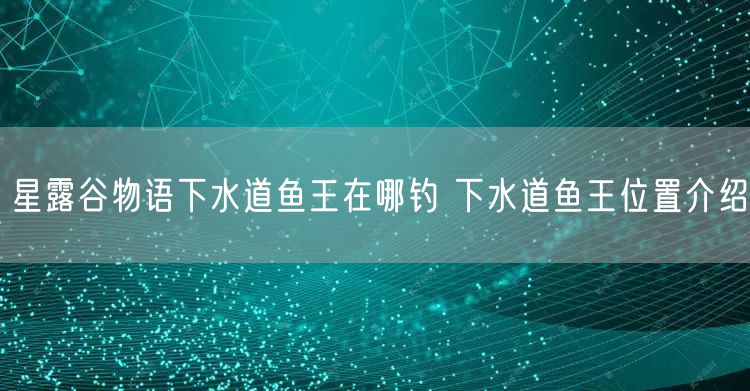 星露谷物语下水道鱼王在哪钓 下水道鱼王位置介绍