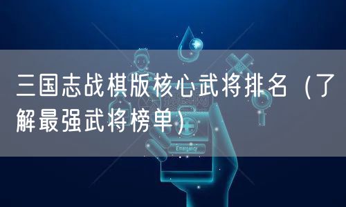 三国志战棋版核心武将排名（了解最强武将榜单）