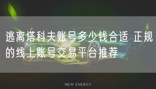 逃离塔科夫账号多少钱合适 正规的线上账号交易平台推荐