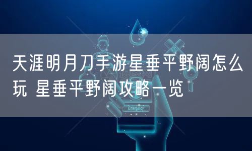 天涯明月刀手游星垂平野阔怎么玩 星垂平野阔攻略一览