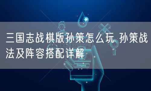 三国志战棋版孙策怎么玩 孙策战法及阵容搭配详解