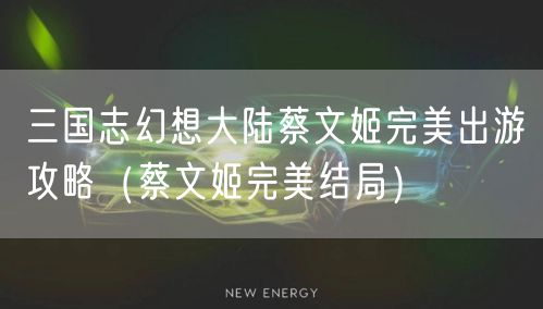 三国志幻想大陆蔡文姬完美出游攻略（蔡文姬完美结局）