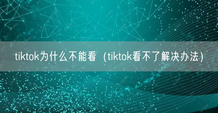 tiktok为什么不能看(tiktok看不了解决办法)