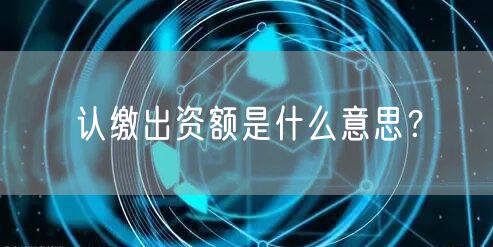 认缴出资额是什么意思?