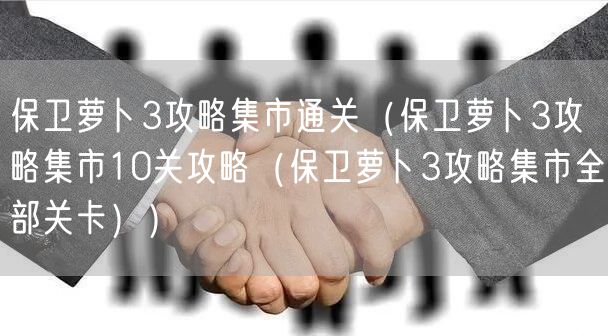 保卫萝卜3攻略集市通关（保卫萝卜3攻略集市10关攻略（保卫萝卜3攻略集市全部关卡））