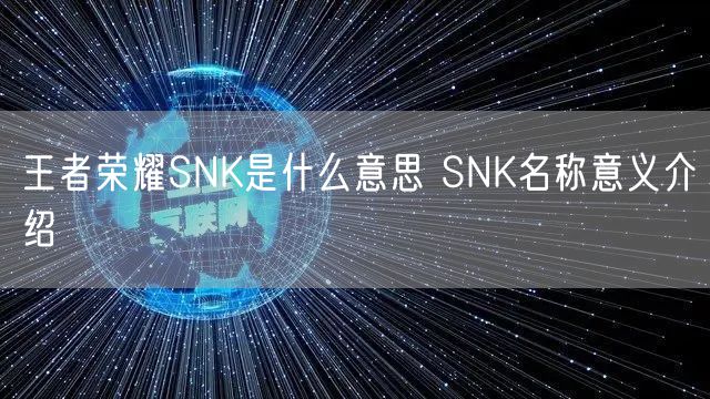 王者荣耀SNK是什么意思 SNK名称意义介绍