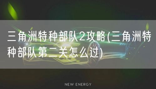 三角洲特种部队2攻略(三角洲特种部队第二关怎么过)