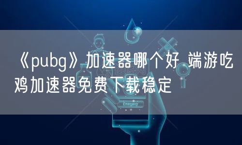 《pubg》加速器哪个好 端游吃鸡加速器免费下载稳定