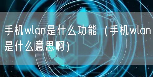 手机wlan是什么功能（手机wlan是什么意思啊）