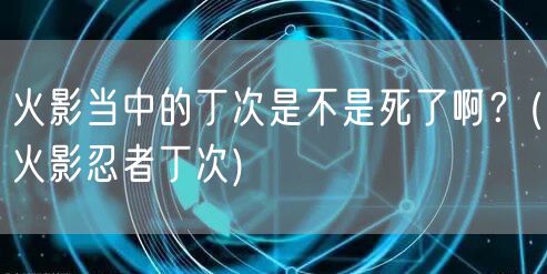 火影当中的丁次是不是死了啊？(火影忍者丁次)