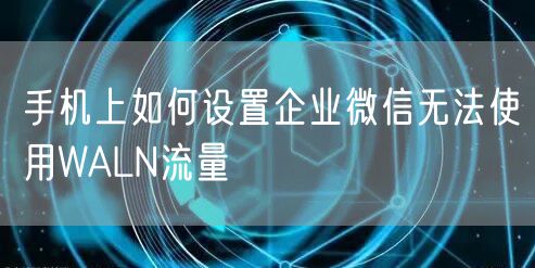 手机上如何设置企业微信无法使用WALN流量