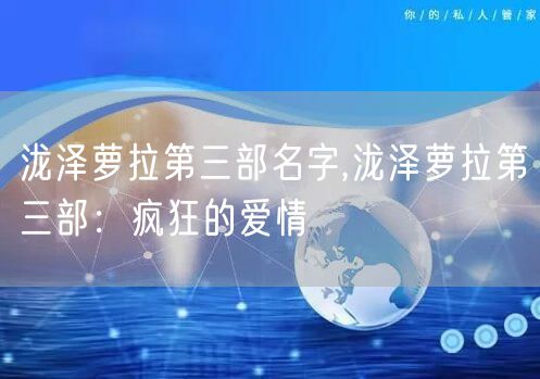 泷泽萝拉第三部名字,泷泽萝拉第三部：疯狂的爱情
